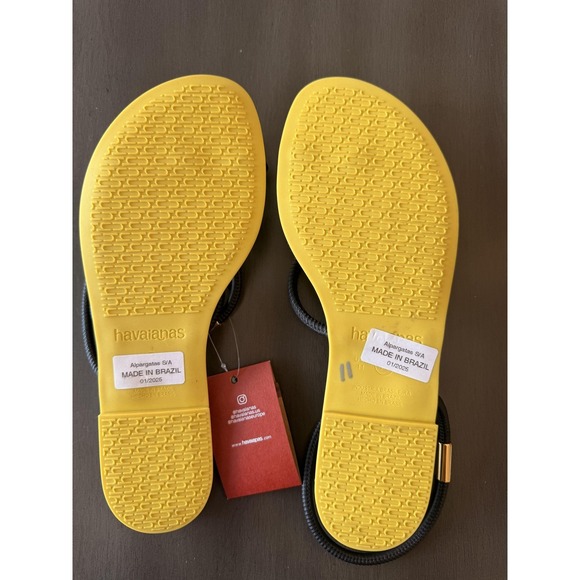 Havaianas Una Pitanga Sandals Womens Black Rubber Strappy Flat Size 11 - Picture 10 of 16